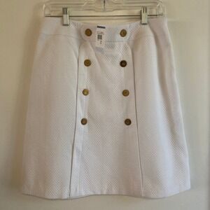 J McLaughlin White Quilted Double‎ Breasted Button Skirt Size 6 NEW